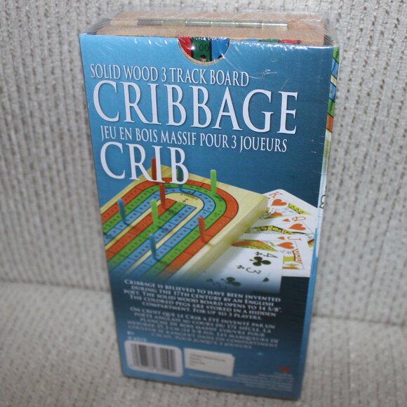 3/$55❤️Solid Wood Deluxe Cribbage Set 3 Track Folding Board with Playing Cards - Picture 5 of 7